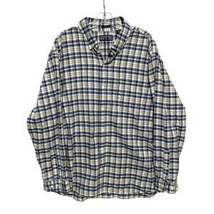Rye Button Down Oxford Plaid LS Cotton Shirt XXL Short Preppy Office Business